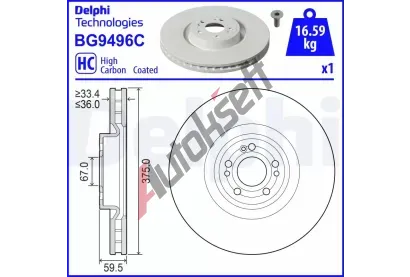 DELPHI Brzdov kotou - 375 mm DF BG9496C, BG9496C