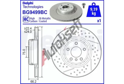 DELPHI Brzdov kotou DF BG9499BC, BG9499BC