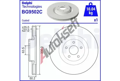 DELPHI Brzdov kotou - 330 mm DF BG9502C, BG9502C