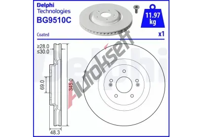 DELPHI Brzdov kotou - 345 mm DF BG9510C, BG9510C