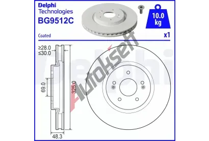 DELPHI Brzdov kotou - 325 mm DF BG9512C, BG9512C