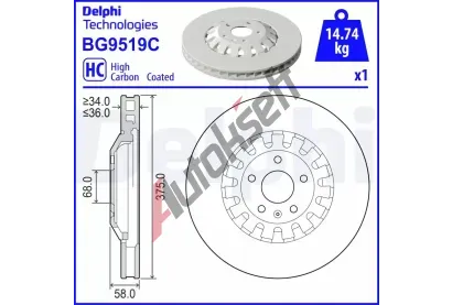 DELPHI Brzdov kotou - 375 mm DF BG9519C, BG9519C