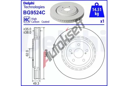 DELPHI Brzdov kotou - 340 mm DF BG9524C, BG9524C