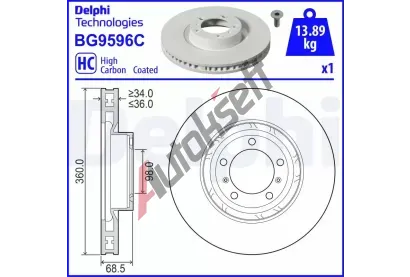 DELPHI Brzdov kotou - 360 mm DF BG9596C, BG9596C