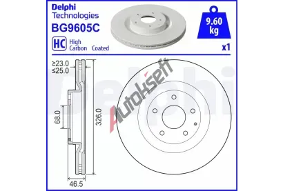 DELPHI Brzdový kotouč DF BG9605C, BG9605C DELPHI Brzdový kotouč DF BG9605C, BG9605C