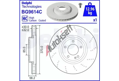 DELPHI Brzdový kotouč - 370 mm DF BG9614C, BG9614C DELPHI Brzdový kotouč - 370 mm DF BG9614C, BG9614C