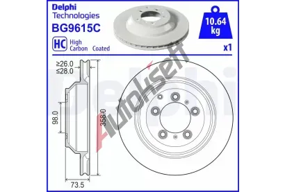 DELPHI Brzdov kotou - 358 mm DF BG9615C, BG9615C