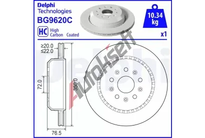 DELPHI Brzdov kotou - 350 mm DF BG9620C, BG9620C