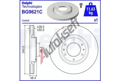 DELPHI Brzdov kotou - 345 mm DF BG9621C, BG9621C
