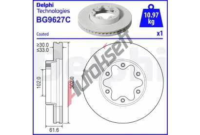 DELPHI Brzdov kotou - 302 mm DF BG9627C, BG9627C