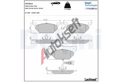 DELPHI Sada brzdovch destiek DF LP1514, LP1514