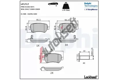 DELPHI Sada brzdovch destiek DF LP1717, LP1717