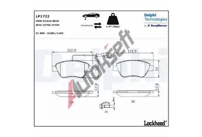 DELPHI Sada brzdovch destiek DF LP1722, LP1722