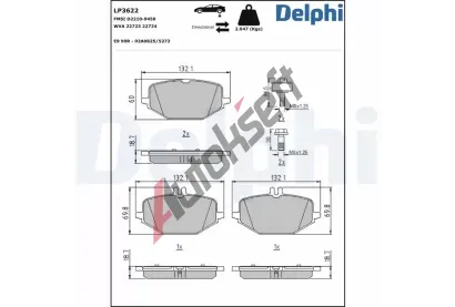 DELPHI Sada brzdovch destiek DF LP3622, LP3622