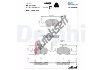 DELPHI Sada brzdovch destiek DF LP3633, LP3633