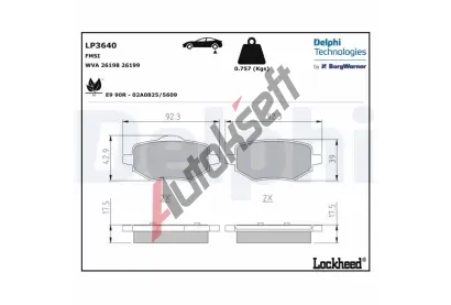 DELPHI Sada brzdovch destiek DF LP3640, LP3640