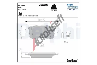 DELPHI Sada brzdovch destiek DF LP3659, LP3659