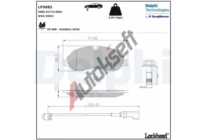 DELPHI Sada brzdovch destiek DF LP3682, LP3682