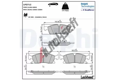 DELPHI Sada brzdovch destiek DF LP3712, LP3712
