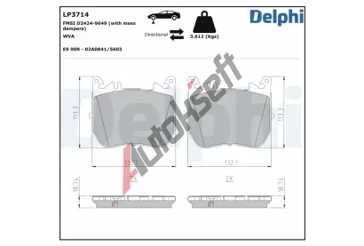 DELPHI Sada brzdových destiček DF LP3714, LP3714 DELPHI Sada brzdových destiček DF LP3714, LP3714