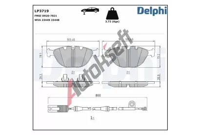 DELPHI Sada brzdových destiček DF LP3719, LP3719 DELPHI Sada brzdových destiček DF LP3719, LP3719