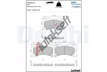 DELPHI Sada brzdových destiček DF LP3724, LP3724 DELPHI Sada brzdových destiček DF LP3724, LP3724