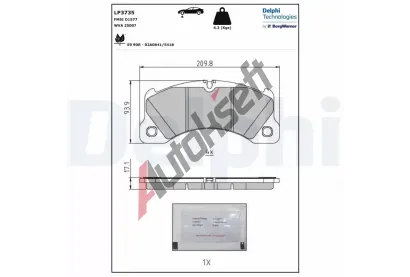 DELPHI Sada brzdovch destiek DF LP3735, LP3735
