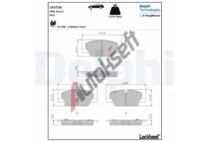 DELPHI Sada brzdových destiček DF LP3736, LP3736 DELPHI Sada brzdových destiček DF LP3736, LP3736