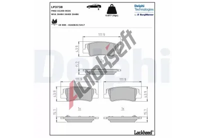 DELPHI Sada brzdovch destiek DF LP3738, LP3738