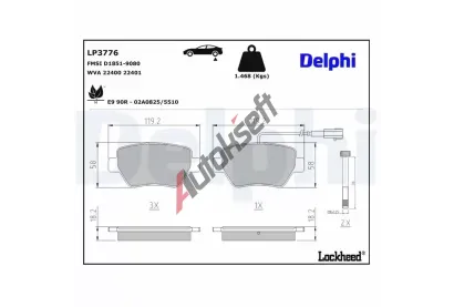 DELPHI Sada brzdových destiček DF LP3776, LP3776 DELPHI Sada brzdových destiček DF LP3776, LP3776
