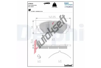 DELPHI Sada brzdovch destiek DF LP3815, LP3815