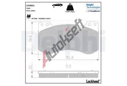 DELPHI Sada brzdovch destiek DF LP3821, LP3821