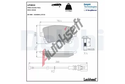 DELPHI Sada brzdovch destiek DF LP3824, LP3824