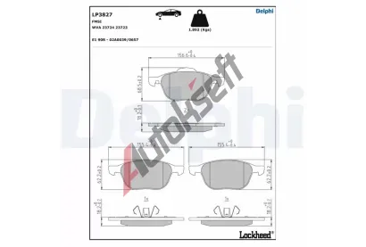 DELPHI Sada brzdových destiček DF LP3827, LP3827 DELPHI Sada brzdových destiček DF LP3827, LP3827