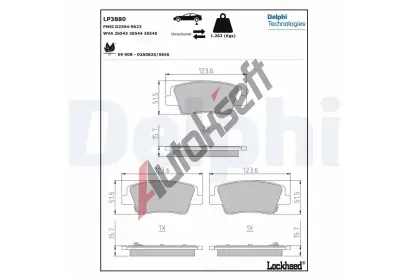 DELPHI Sada brzdovch destiek DF LP3880, LP3880