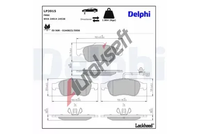 DELPHI Sada brzdových destiček DF LP3915, LP3915 DELPHI Sada brzdových destiček DF LP3915, LP3915