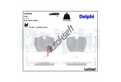 DELPHI Sada brzdových destiček DF LP3920, LP3920 DELPHI Sada brzdových destiček DF LP3920, LP3920