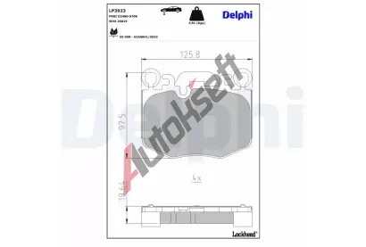 DELPHI Sada brzdových destiček DF LP3923, LP3923 DELPHI Sada brzdových destiček DF LP3923, LP3923