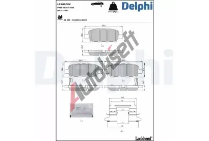 DELPHI Sada brzdových destiček DF LP5000EV, LP5000EV DELPHI Sada brzdových destiček DF LP5000EV, LP5000EV