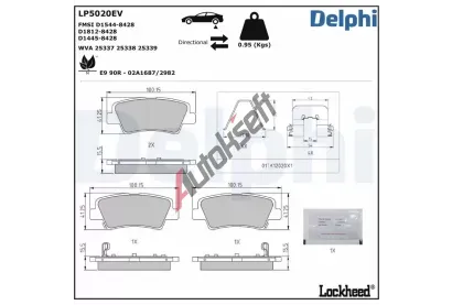 DELPHI Sada brzdových destiček DF LP5020EV, LP5020EV DELPHI Sada brzdových destiček DF LP5020EV, LP5020EV