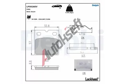DELPHI Sada brzdovch destiek parkovac brzdy DF LP5026EV, LP5026EV