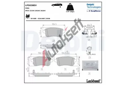 DELPHI Sada brzdovch destiek DF LP5038EV, LP5038EV