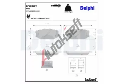 DELPHI Sada brzdových destiček DF LP5089EV, LP5089EV DELPHI Sada brzdových destiček DF LP5089EV, LP5089EV