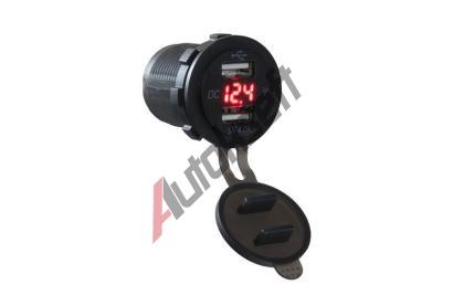 Stualarm 2x USB nabj. s voltmet. vodod. do panelu, erv. DO STU34562R, 34562R