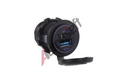 Stualarm USB QC3.0 + USB-C PD3.0 zsuvka 12/24V DO STU34657N, 34657N