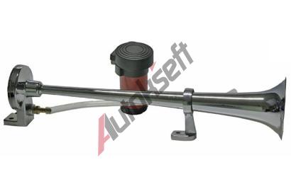 Stualarm Singl-fanfra chrom 12V, 385 mm s kompresorem DO STUSN-110/12V, SN-110/12V