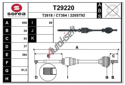 EAI Hnací hřídel EAI T29220, T29220 EAI Hnací hřídel EAI T29220, T29220