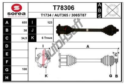 EAI Hnací hřídel EAI T78306, T78306 EAI Hnací hřídel EAI T78306, T78306