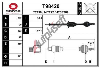 EAI Hnací hřídel EAI T98420, T98420 EAI Hnací hřídel EAI T98420, T98420