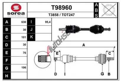 EAI Hnací hřídel EAI T98960, T98960 EAI Hnací hřídel EAI T98960, T98960